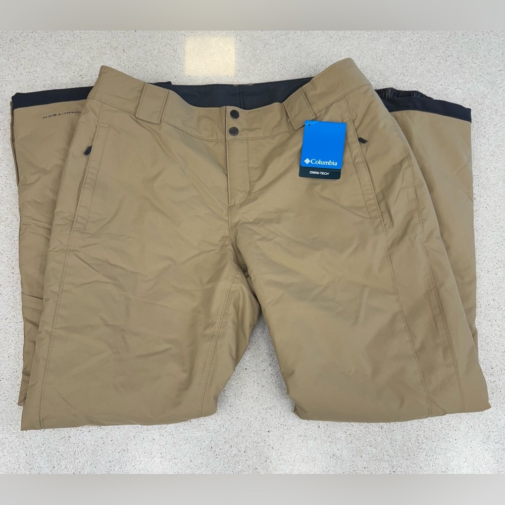 NWT Columbia Women’s Large Tan Khaki Omni-tech Bugaboo OH Snow Pants $120